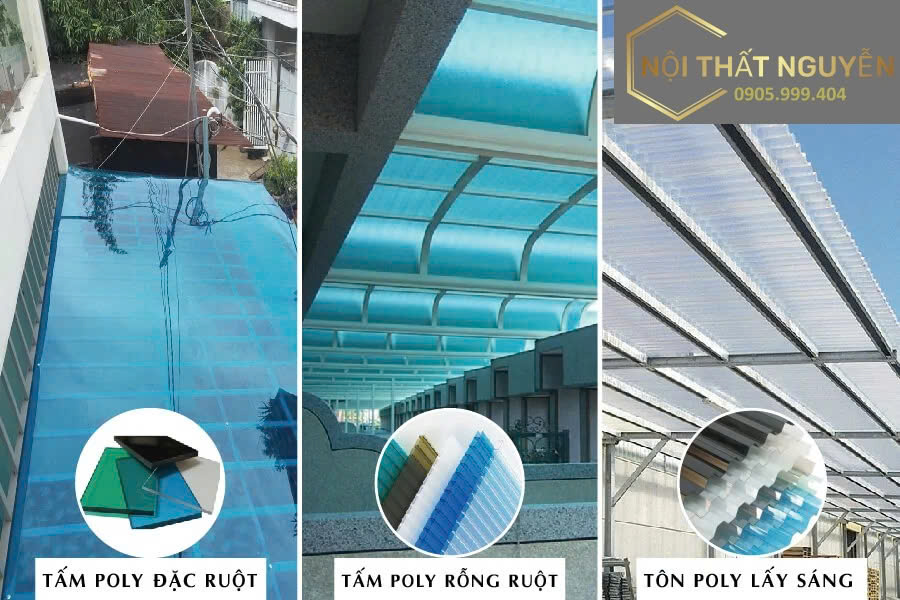 . Tấm có màu xanh nước biển hoặc xanh ngọc, được thiết kế để vừa lấy sáng hiệu quả, vừa giảm chói và nhiệt độ dưới mái che.