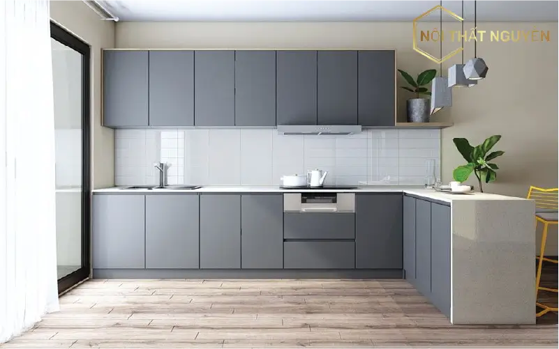 tấm nhựa picomat tủ bếp màu xám
