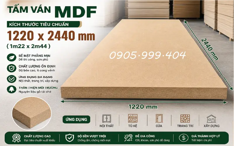Kích thước & quy cách tấm ván MDF tiêu chuẩn 