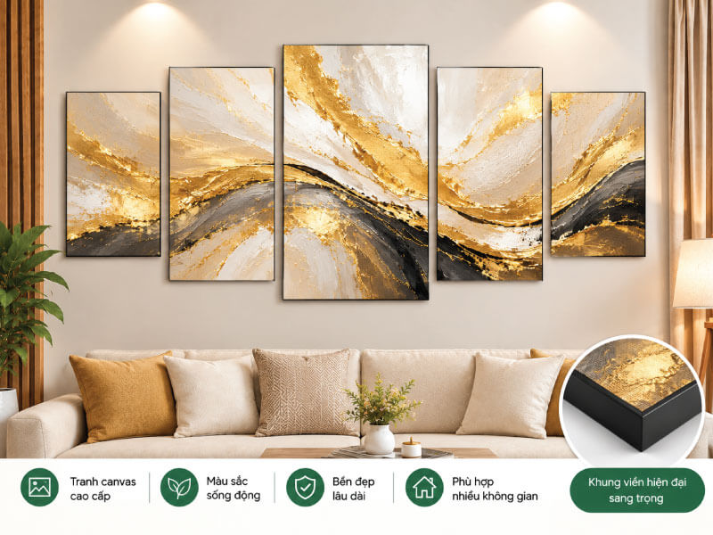 Tranh Vệt Sơn Vàng Kim Gold Luxury